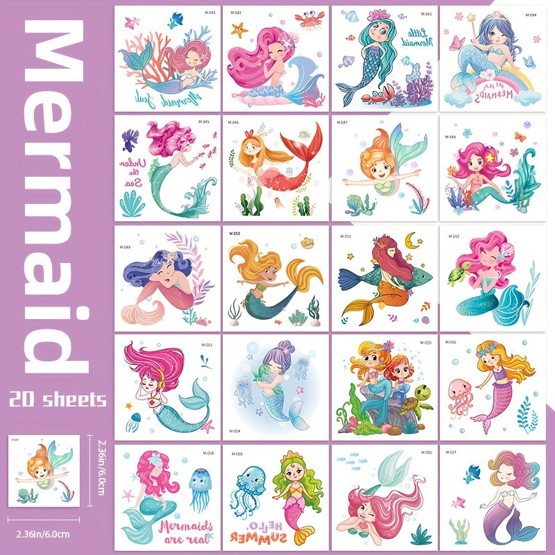 Mermaid Waterproof Temporary Tattoos - Set of 20 Sheets