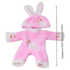 Plush Bunny Onesie for 12 Inch Dolls