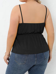  Solid Ribbed V Neck Cami Top Women's Plus Casual Slight Stretch