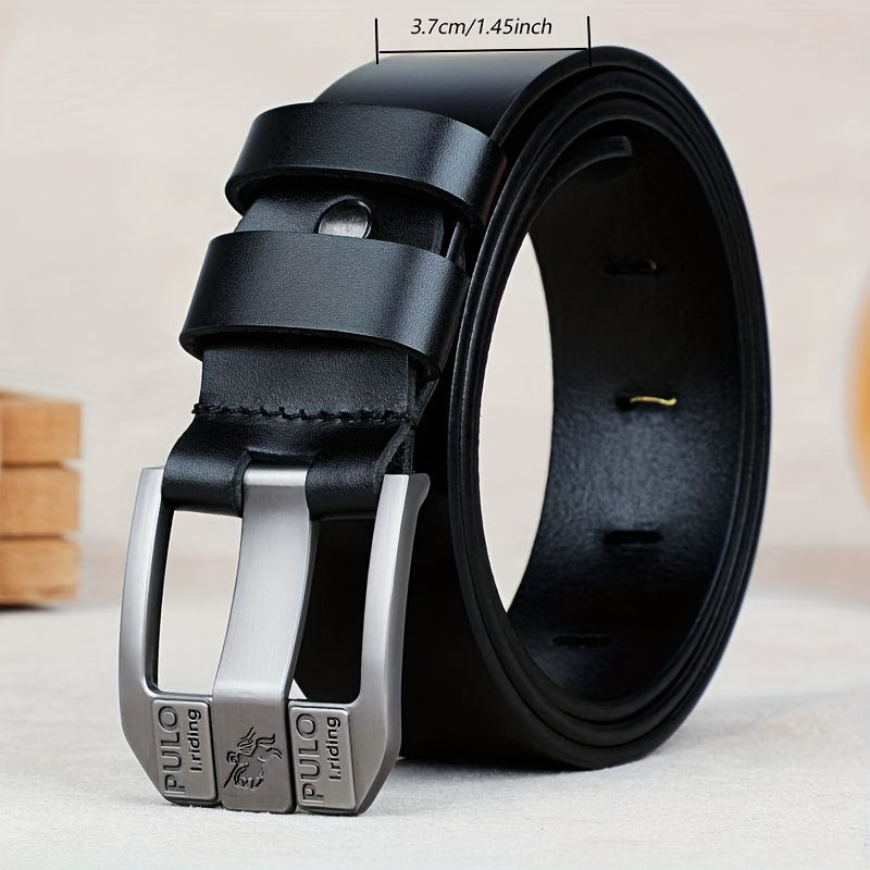 Men's Pin Buckle Belt PU Leather Casual Jeans Pants