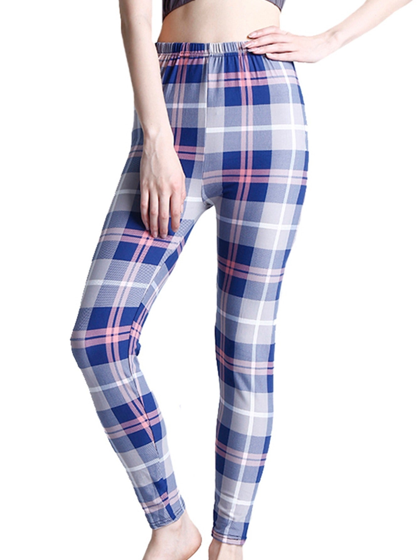 Plaid Print Leggings for Women