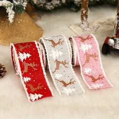 Christmas Decoration Supplies Can DIY Bowknot Ribbon Burlap Elk