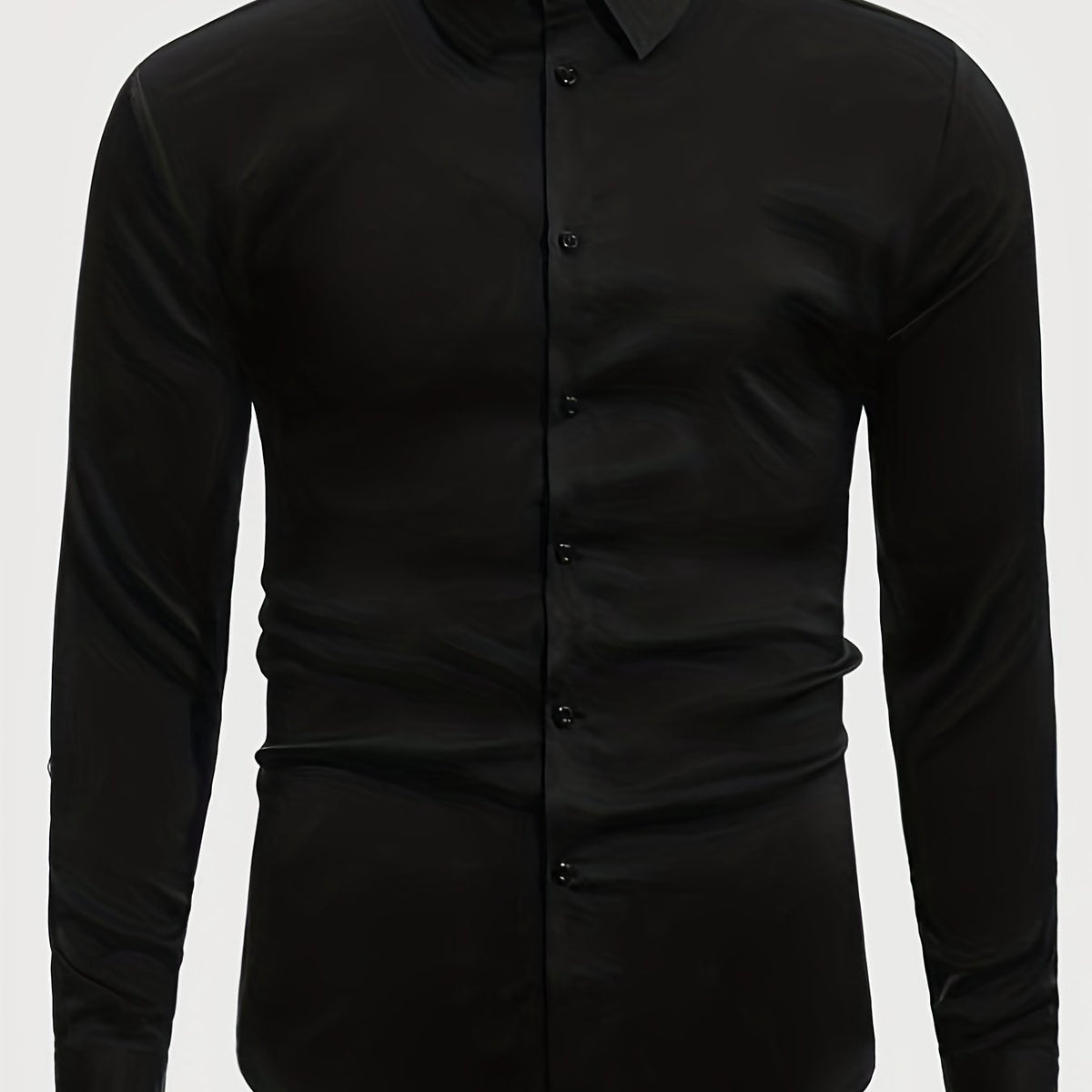 Solid Men's Long Sleeve Lapel Shirt Spring Fall Casual Button Up