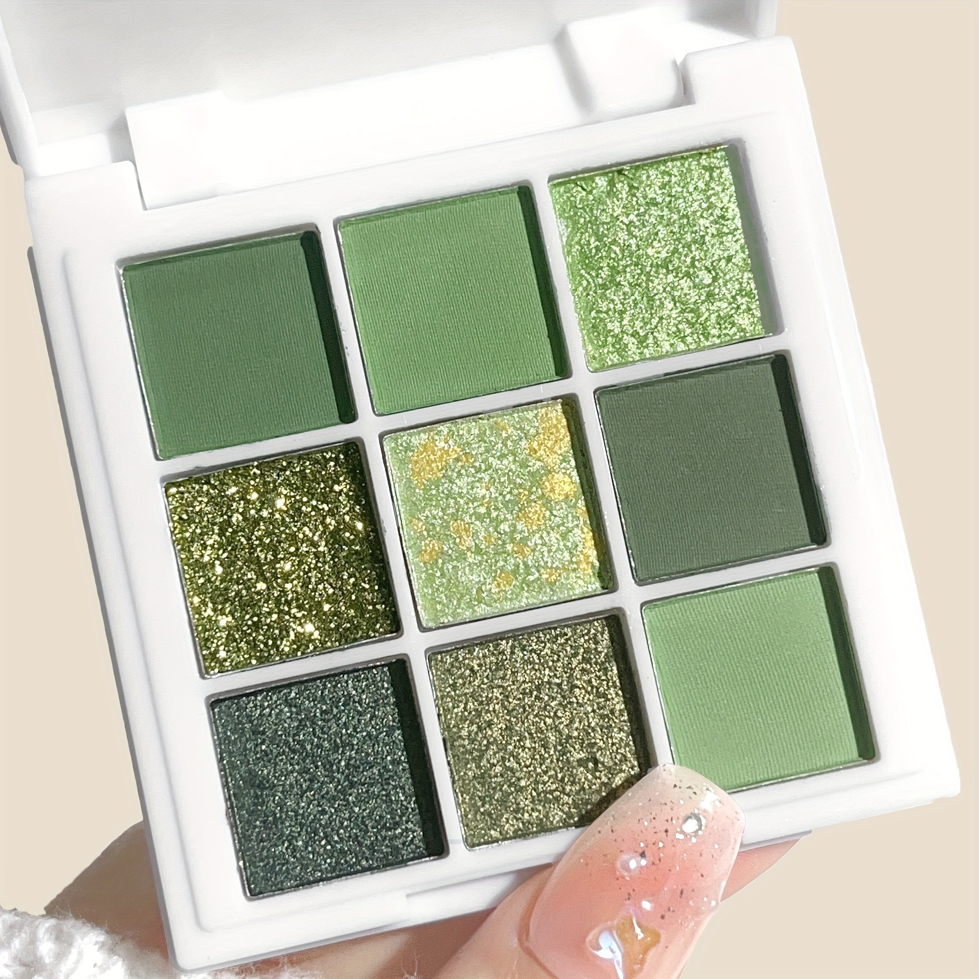 Green Eyeshadow Palette Matte & Shimmer Effects Waterproof Long Lasting