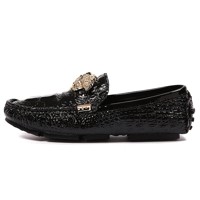 Women's Metal Decor Flat Loafers PU Leather Moccasin Shoes
