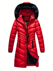 Women's Long Thickened Puffer Jacket Hooded Warm Outdoor Clothing