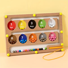Wooden Magnetic Maze Pen Bead Run Game Educational Toy