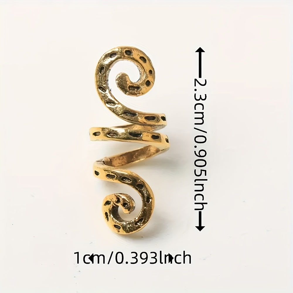 Y2K Golden Spiral Hair Rings Set, Stylish for Wigs and Braids, Perfect Gift