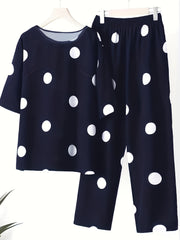  Polka Dot Tee & Pants 2pcs Set