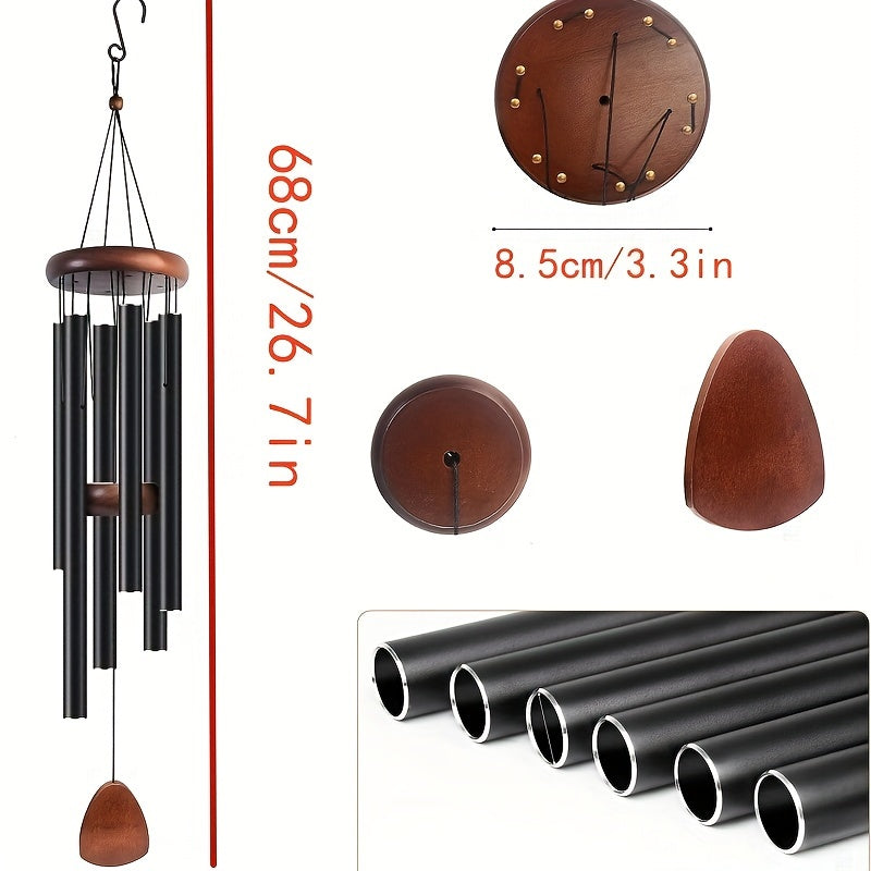 66" Solid Wood Wind Chime Aluminum Tube Home Decoration Classic Crafts