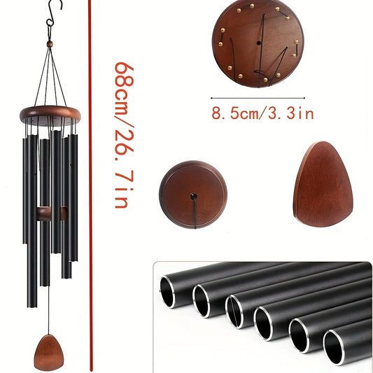 66" Solid Wood Wind Chime Aluminum Tube Home Decoration Classic Crafts