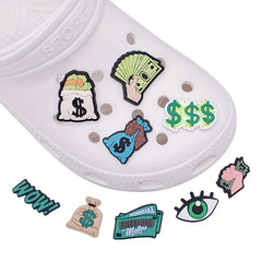9pcs Shoe PVC Charm Soft Rubber Money Buckles Shoe Accessories