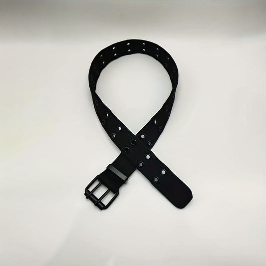 Men's Heavy Duty Web Belt Solid Color Hole Buckle Waist Strap