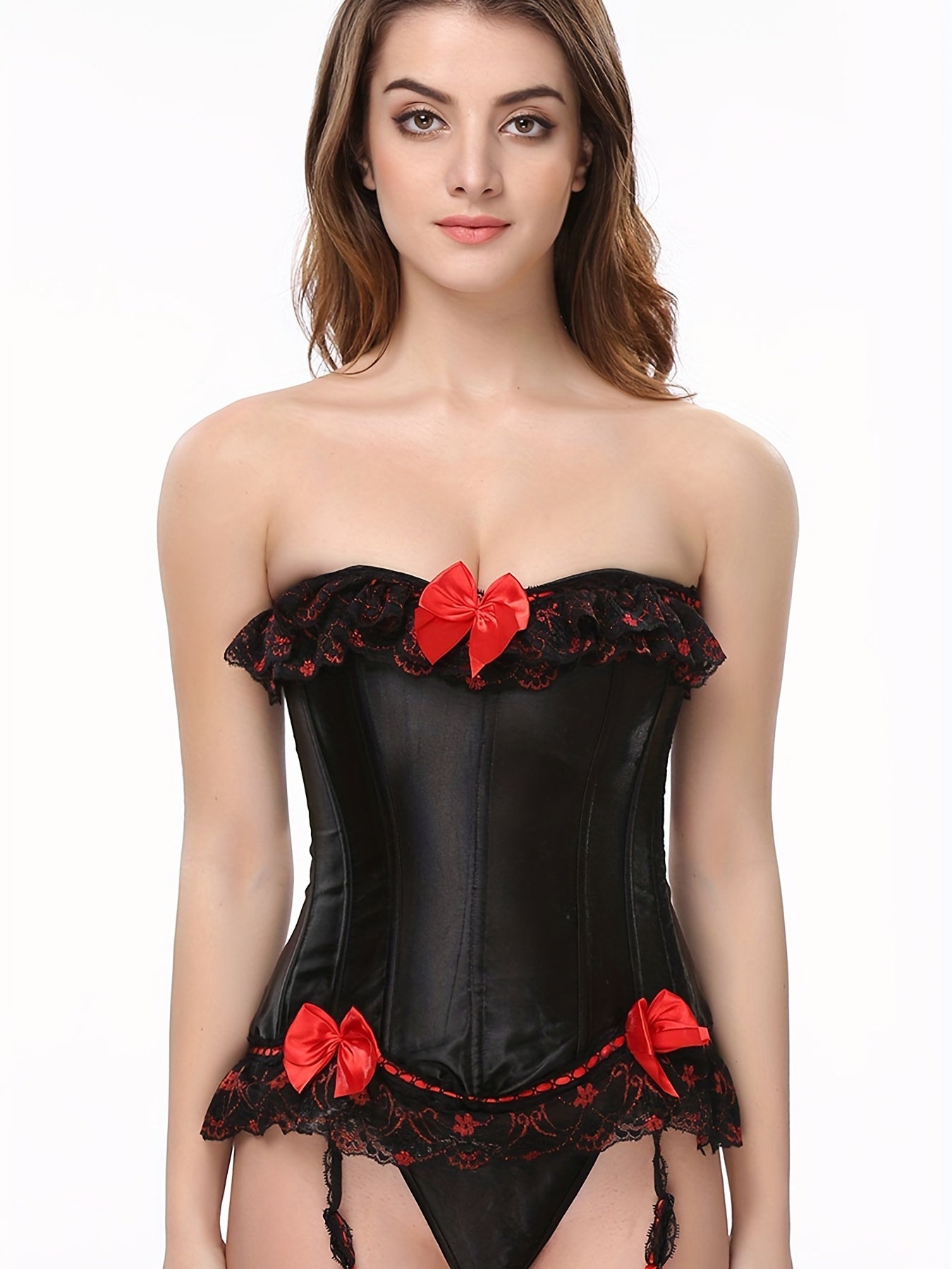 Strapless Corset Bustier Body Shaper Lace Up Slimmer Lingerie