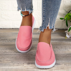 Flat Canvas Shoes Women Slip On Low Top Sneakers Casual Walking Trainers
