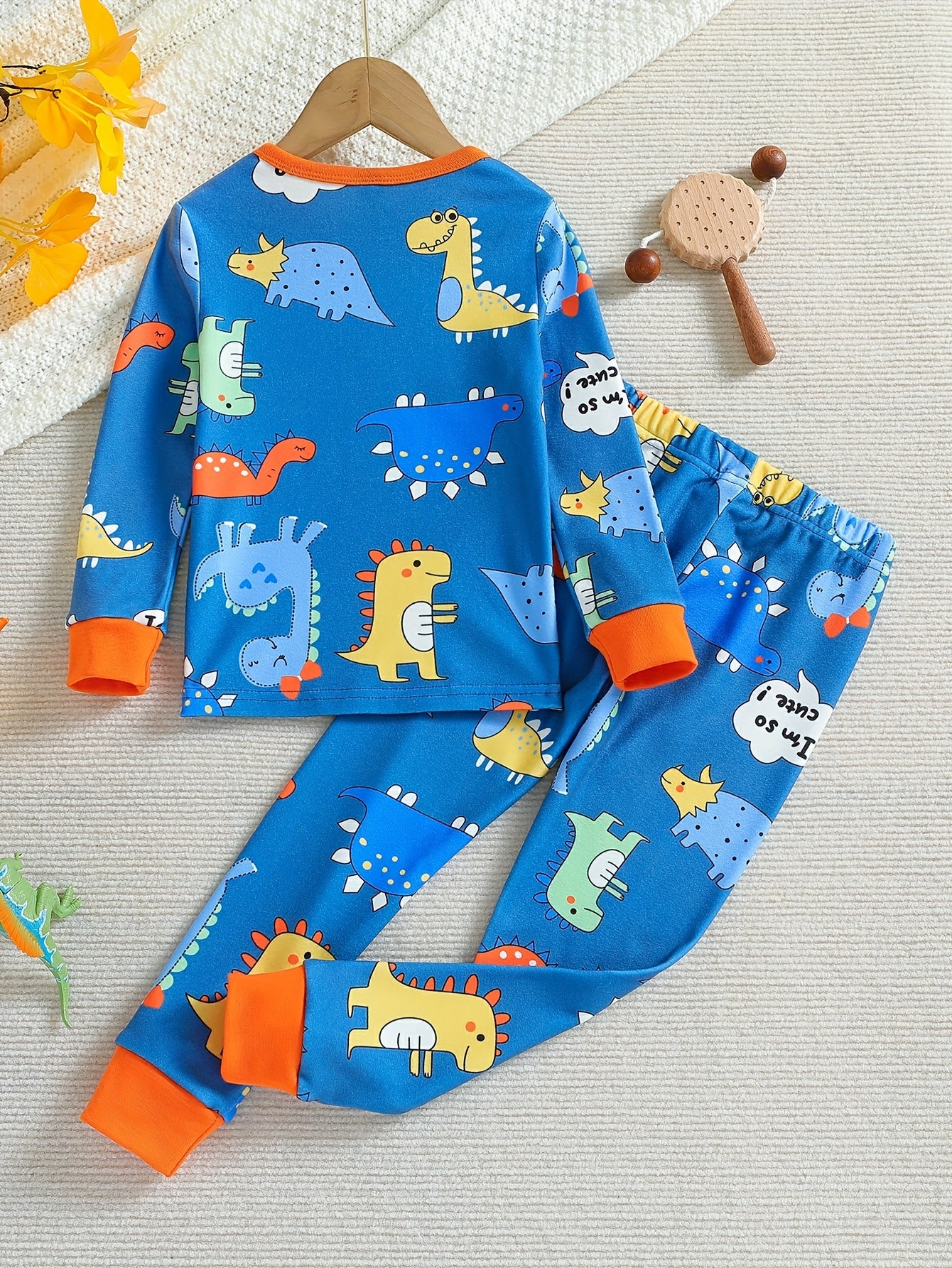 Dinosaur Pattern Kid's Pajamas 2pcs Set Soft Comfy PJ Set