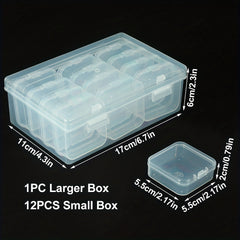 12pcs Clear Plastic Storage Box Set for Jewelry Nail Hair Accessories