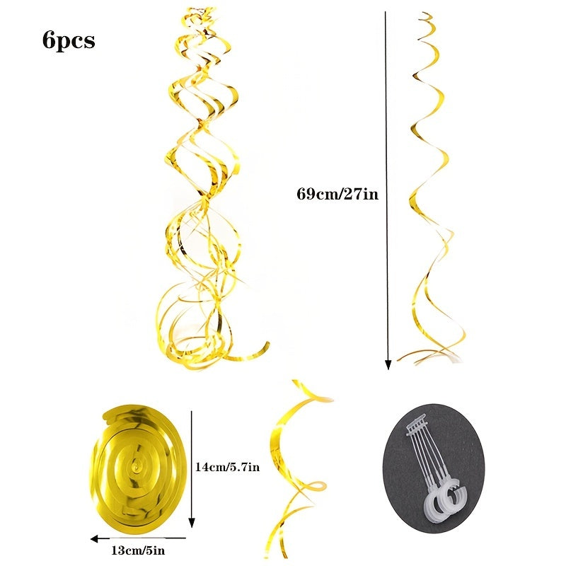 6pcs Spiral Party Charm Decorations - Room & Birthday Party Decor