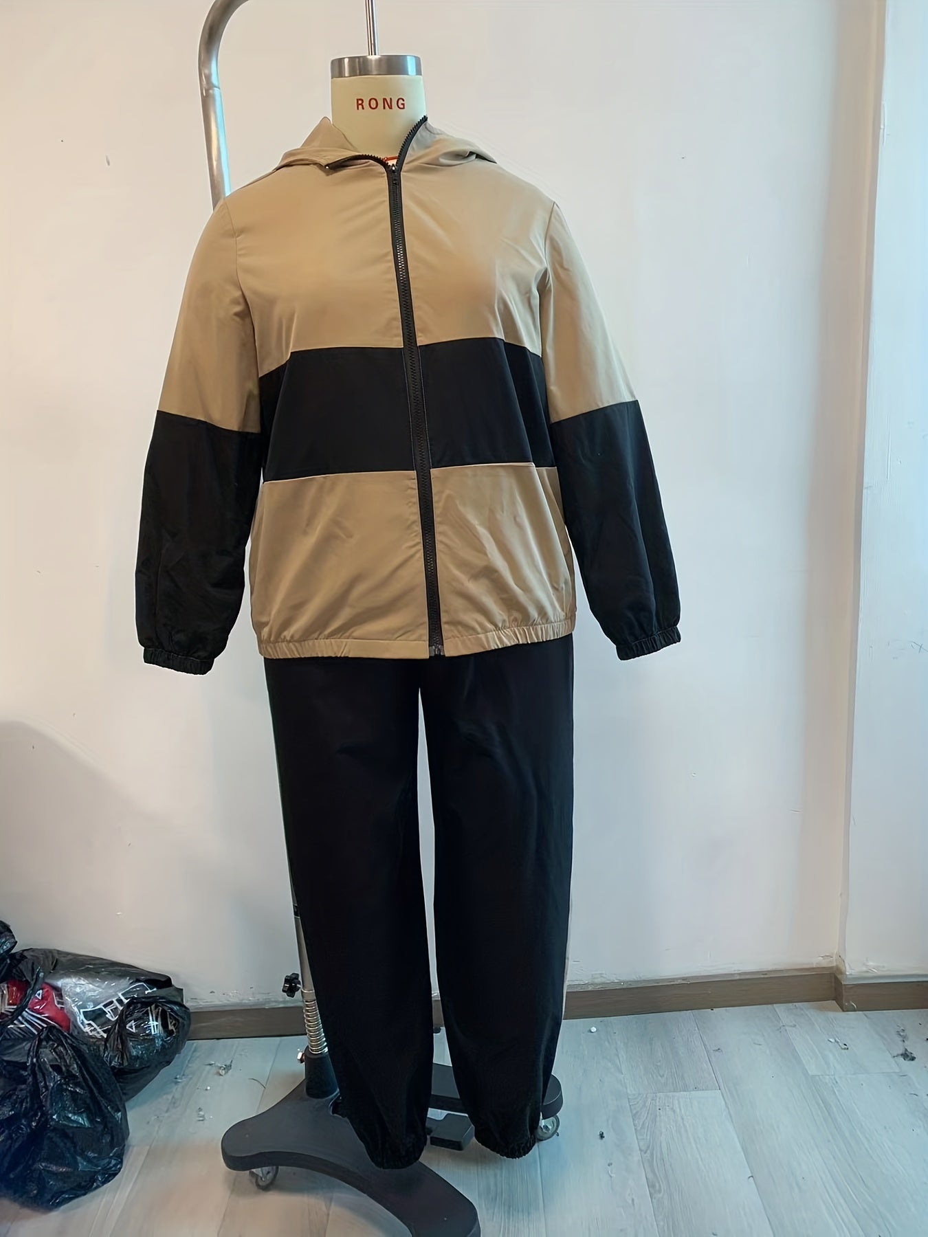  Colorblock Zip Up Hoodie & Pants Set