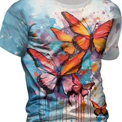 Butterfly 3D Print Men's Graphic Tee Short Sleeve Top Outdoor Clothing