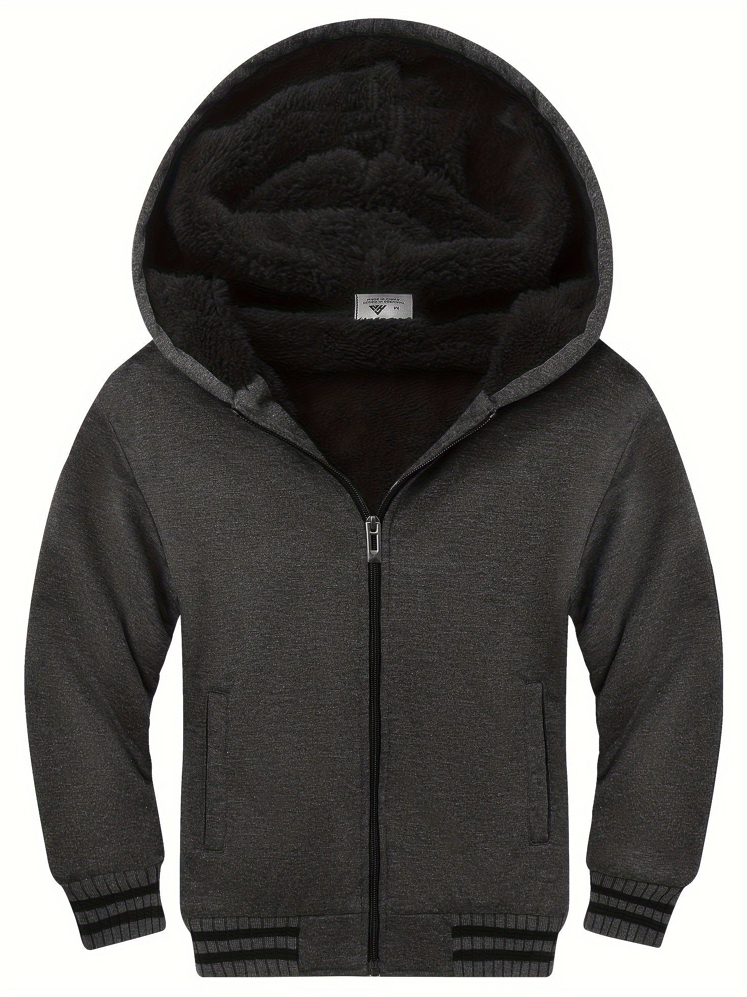 Boys Warm Hooded Sweatshirt with Zip Up Pockets