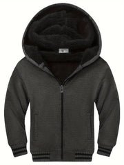 Boys Warm Hooded Sweatshirt with Zip Up Pockets
