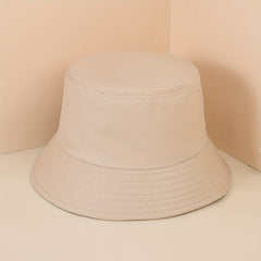 Beige Embroidery Fishermans Hat Small Basin Cap for Outdoor Activities All Seas