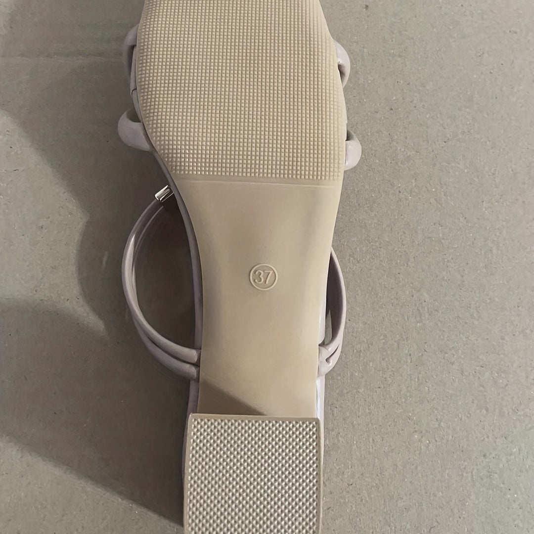 Women's Cross Strap Slide Sandals Chunky Heels