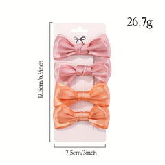 4pcs Handcraft Plain Bow Hair Clip Hair Accessories for Girls Baby Kids