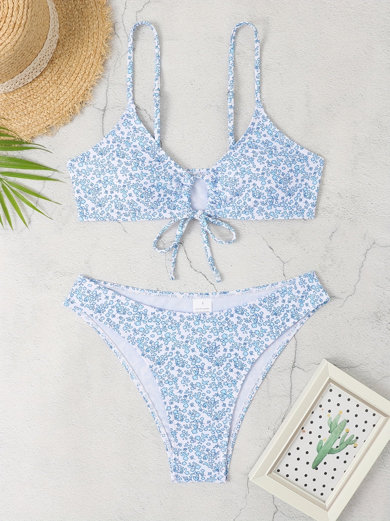 Floral Drawstring Bikini Set High Cut Two Piece Swimsuit