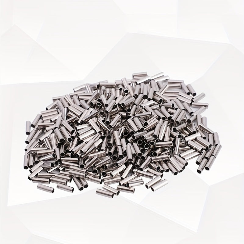 500pcs Copper Tube Connectors Crimping Sleeves Fishing Line Wire Leader