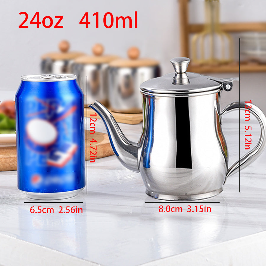 13oz Stainless Steel Pot with Strainer for Condiments and Meals