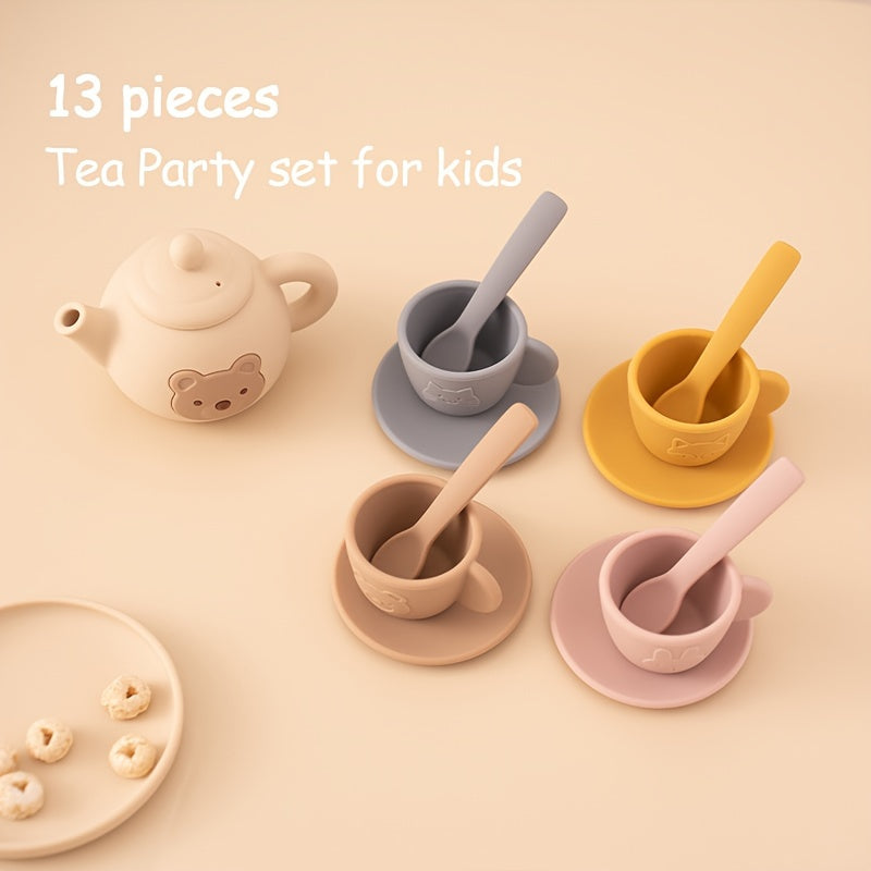 Kids Silicone Tea Party Set Pretend Play Kitchen Toy