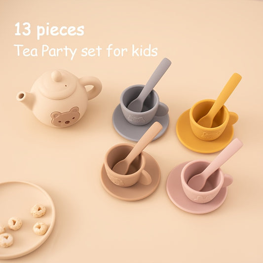 Kids Silicone Tea Party Set Pretend Play Kitchen Toy