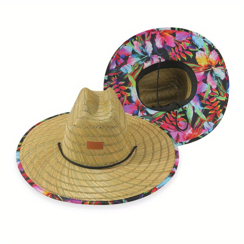 Boho Wide Brim Sun Hat Straw Hat UV Protection Women Summer