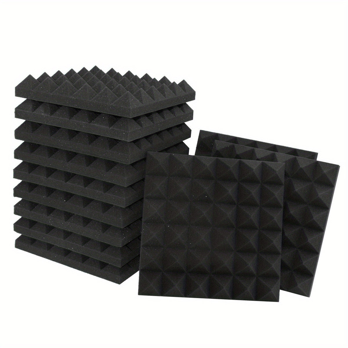 12pcs Pyramid Acoustic Foam Panels 12x12x2 Inches