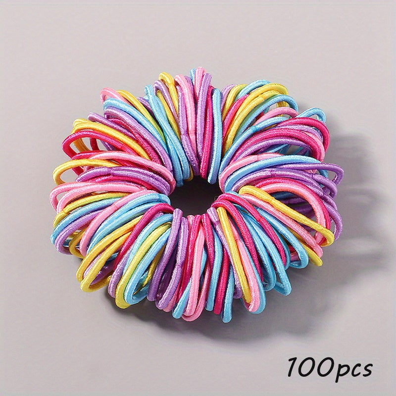 100pcs Elastic Hair Ties for Girls - Perfect Gift for Parties & Daily Life