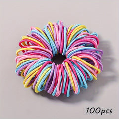 100pcs Elastic Hair Ties for Girls - Perfect Gift for Parties & Daily Life