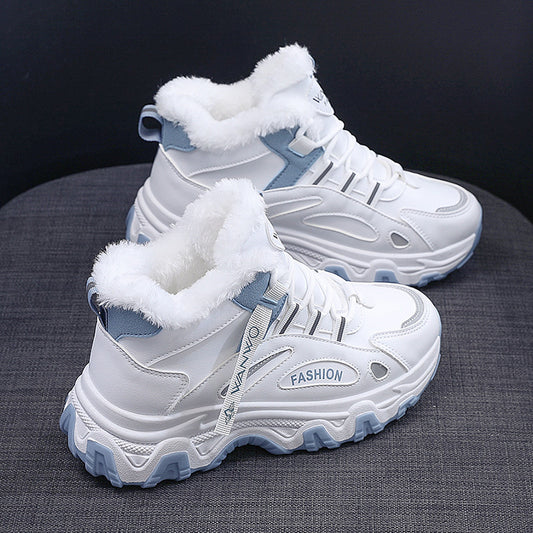 Women's Chunky Sneakers Warm Plush Lined Anti-slip Shoes