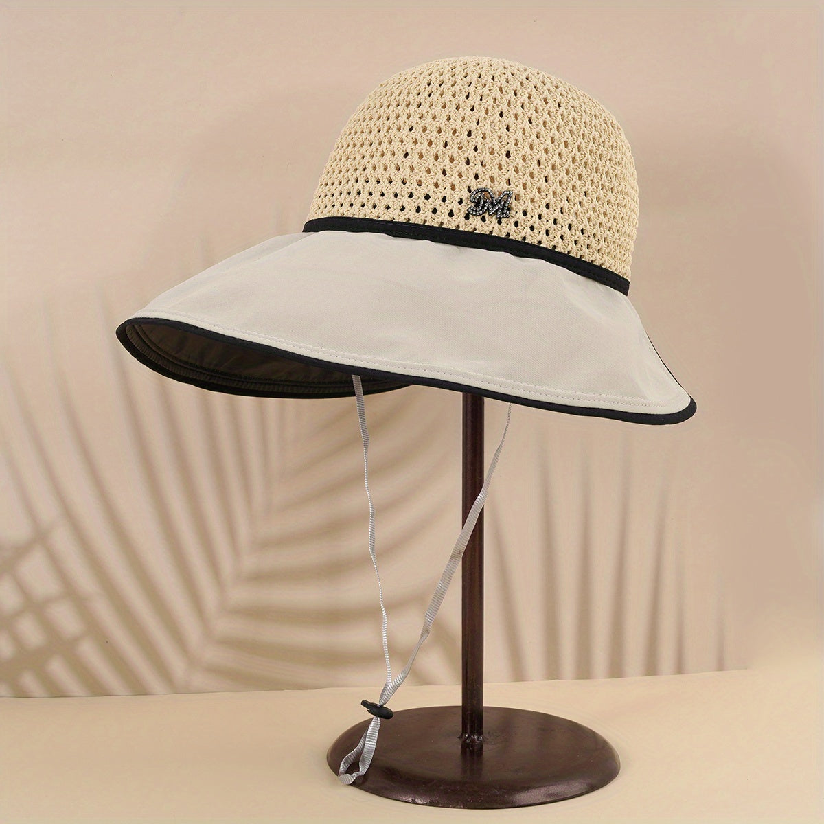 Wide Brim Breathable Sun Hat Stylish Block Hollow Crochet Bucket Hats