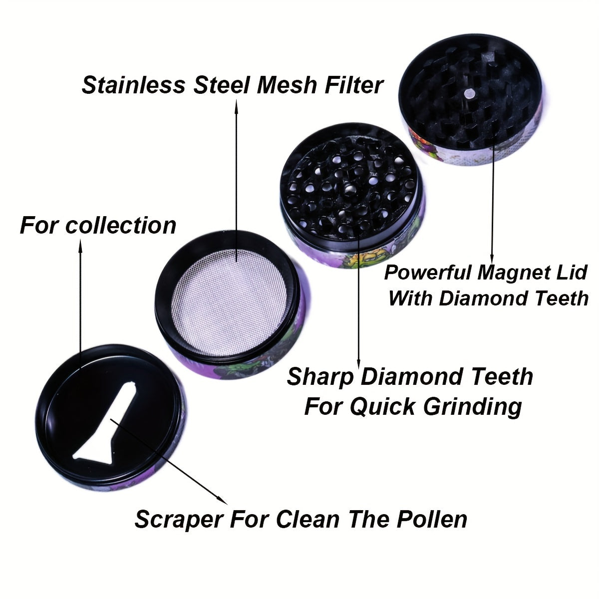 50MM Creative Pattern Grinder Metal Spice Crusher Kitchen Supplies