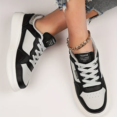 Women's Colorblock Skate Shoes Low Top Lace Up Sneakers