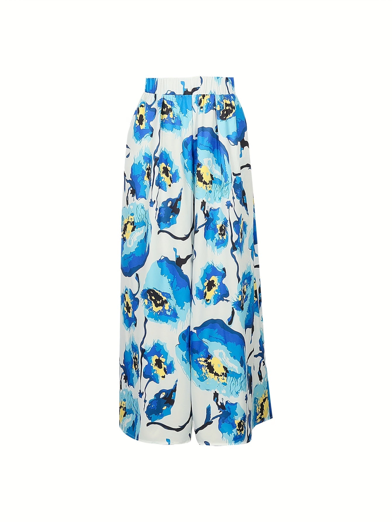 Floral Print High Rise Wide Leg Pants With Pockets