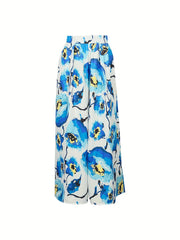 Floral Print High Rise Wide Leg Pants With Pockets