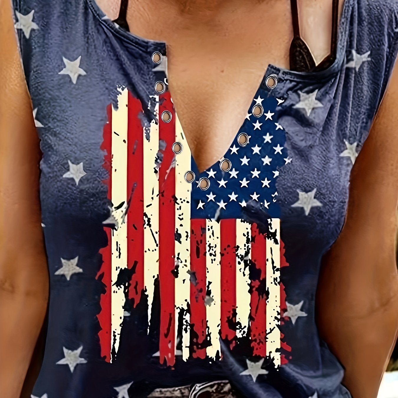 American Flag Vintage Tank Top Sleeveless