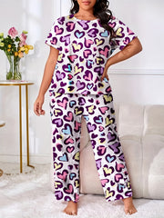  Colorful Dot & Butterfly Print Pajama Set