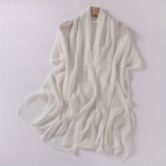 Silver Wire Chiffon Scarf Solid Silky Hijab Lightweight Shawl