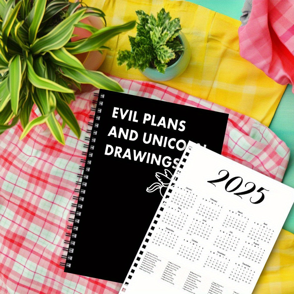 Humorous Spiral Notebook Journal Sarcastic Evil Plans and Unicorns Cover Pages