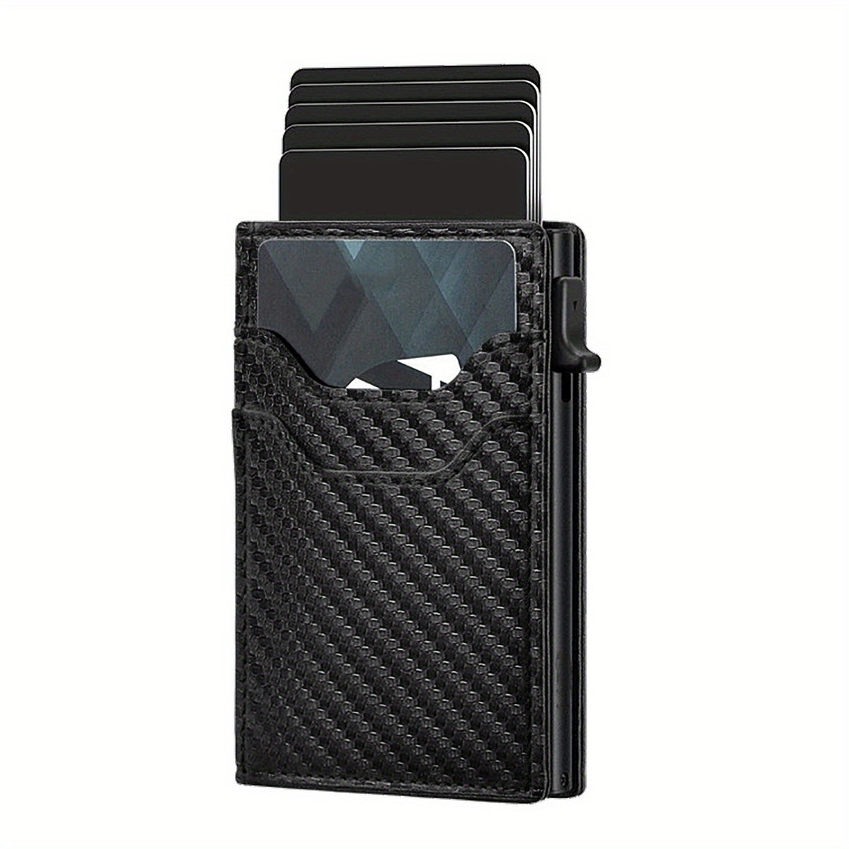 RFID Anti theft Card Holder Aluminum Alloy Automatically Pops Up Leather