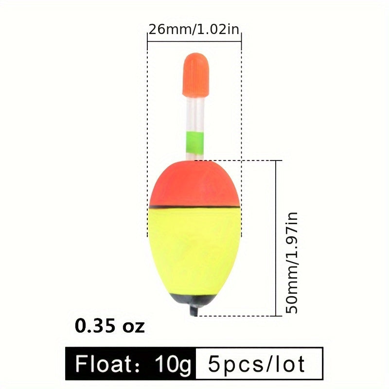 FTK 5pcs Lightweight Fishing Floats Eye-catching Bobbers Fishing Accessories